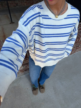 LE LIS | Coastal Stripe Sweater | White/Blue