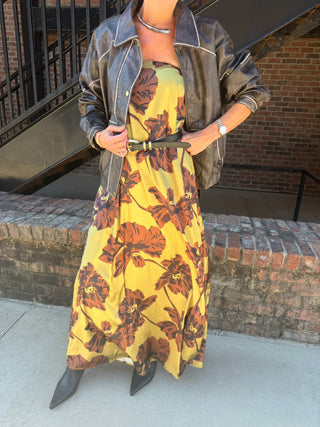 Jillian Print Maxi Dress Olive