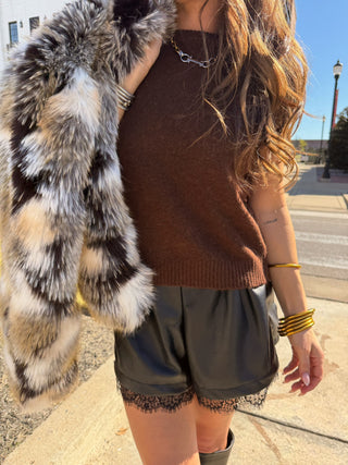 Olivaceous Rosa Essential Sweater Vest Brown