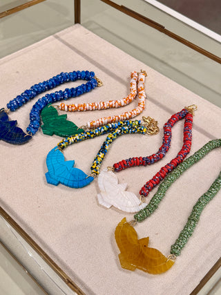 AMULET | African Beads + Large Stone Thunderbird