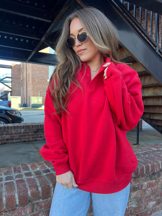 Ariana Oversized Polo Pullover Red [Door Buster]