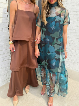 Amelie Layered Maxi Dress Chocolate