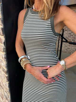 Z Supply | Goodwin Stripe Midi Dress Dark Agave