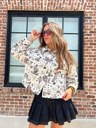 Western Ink Denim Top