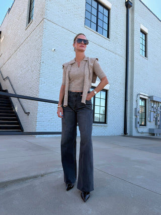 Rachel Wide Leg Washed Gray
