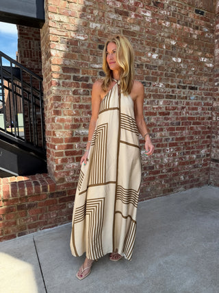 Geo Keyhole Halter  Dress