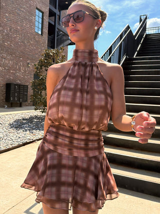 Hope Halter Plaid Dress