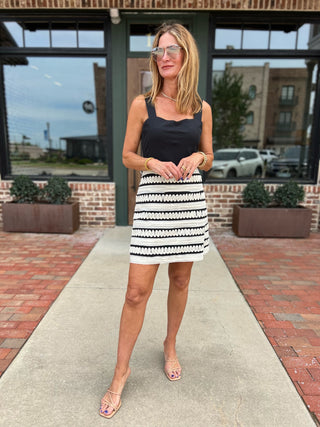 Adelyn Rae | Bonnie Contrast Ribbon Blocked Mini Dress Black/Cream