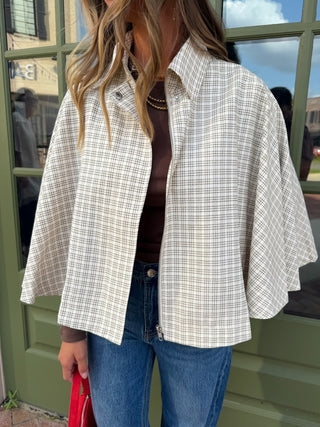 Nora Plaid Poncho Top