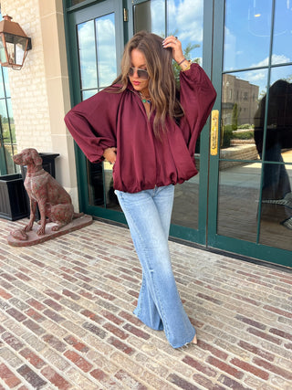 GLAM | The Finley Bomber Zip Up Jacket Wine