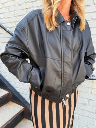 Cort Leather Zipper Front Snap Cuff Jacket