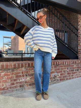 LE LIS | Coastal Stripe Sweater | White/Blue