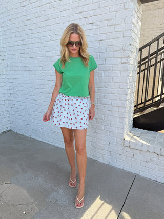Strawberry A-Line Skirt Blue