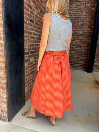 Dress Forum | Mora Linen Midi Skirt Orange