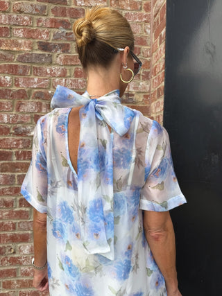 ENTRO | Mist Floral Midi Dress Blue