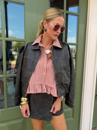 Sienna Faux Leather Jacket Brown