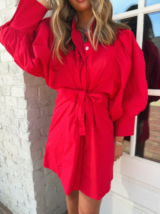 Remi Shirt Mini Dress Red