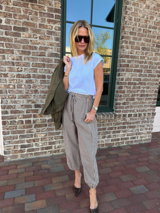 Entro Leah Check Pants Brown