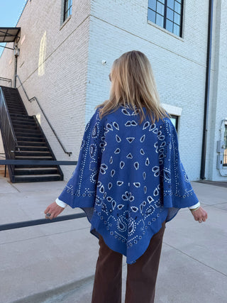 Taylor Bandana Kimono Cardigan Blue Multi