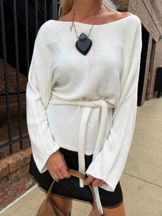 Cecily Wrap Sweater Off White