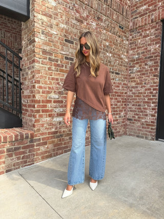 The Allen Lace Tee Chocolate
