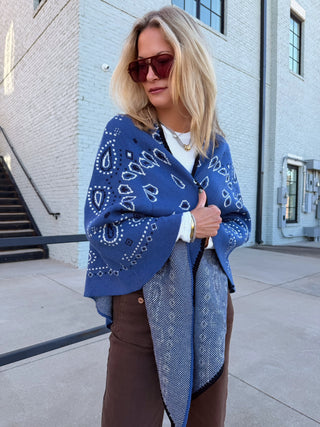 Taylor Bandana Kimono Cardigan Blue Multi