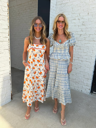 Linen Floral Maxi Dress