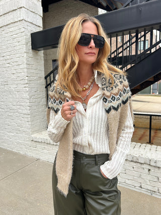 Sage The Label | Hideaway Stripe Ruffle Top Ivory