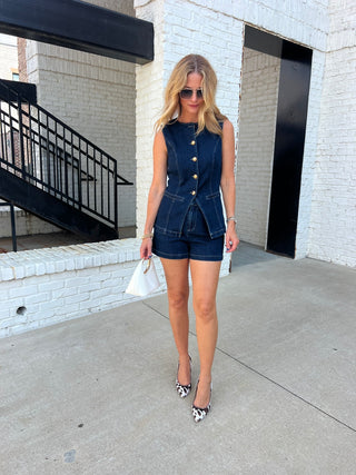 NEEDI |The Riley Denim Set Dk. Wash