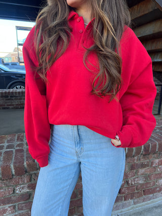 Ariana Oversized Polo Pullover Red [Door Buster]