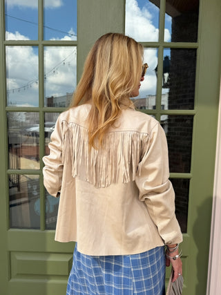 Brooke Suede Fringe Jacket Cream