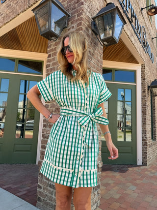 THML | Ezra Gingham Tie Dress