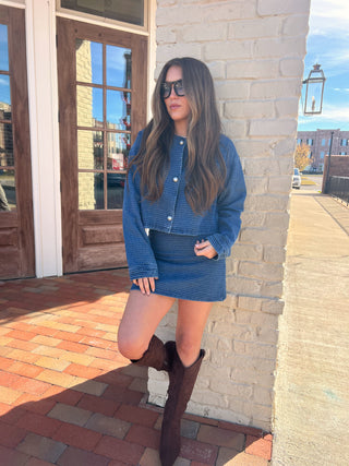 Sage The Label | Chances Jacquard Denim Jacket Medium Blue