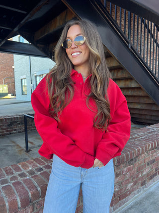 Ariana Oversized Polo Pullover Red [Door Buster]