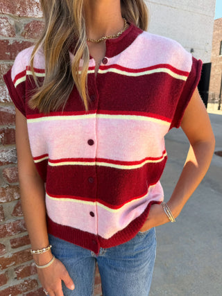 Marlow Sweater Vest Burgundy Combo