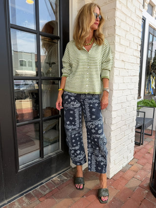 The Keepsake Cardigan Green Stripe
