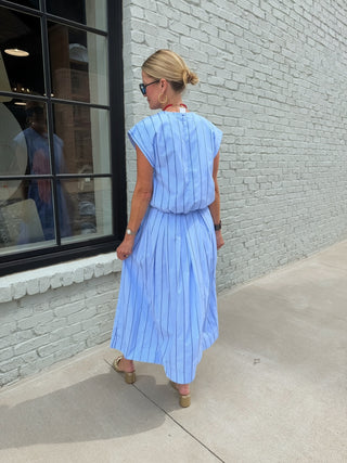 GLAM | Candy Stripe Bubble Top - Blue