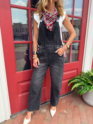 Quinn Denim Overalls Washed Black