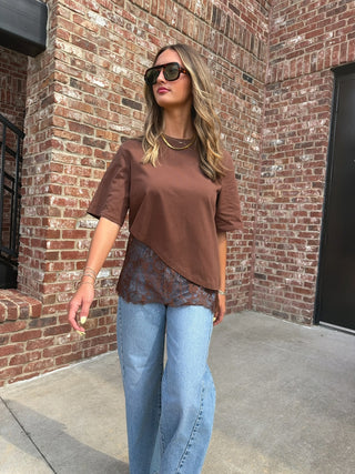 The Allen Lace Tee Chocolate