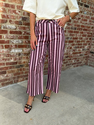Liz Stripe Pants Plum/Pink