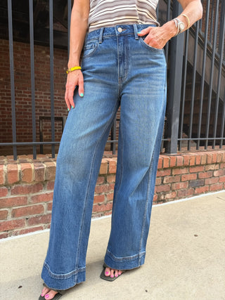 Vervet | Celeste Super High Rise Trouser Hem Baggy Wide Leg Jeans