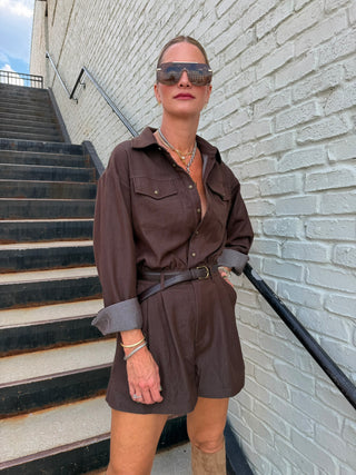 Alora Woven Romper Brown