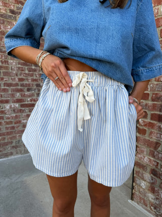 Easy Breeze Stripe Shorts Sky Blue