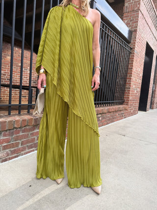 Ellie Pleated Set Chartreuse