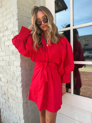 Remi Shirt Mini Dress Red