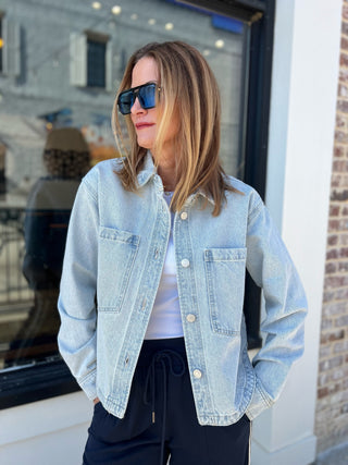 Z Supply | All Day Cropped Denim Jacket Faded Indigo