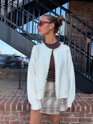 Macy Pearl Cardigan Ivory