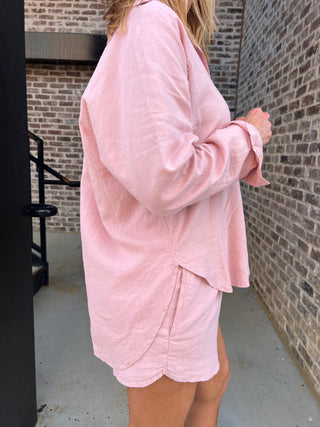 Z Supply | Perfect Linen Top Pink Smoke