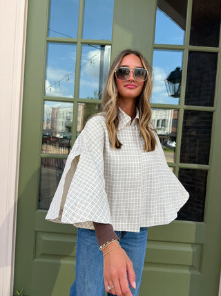 Nora Plaid Poncho Top