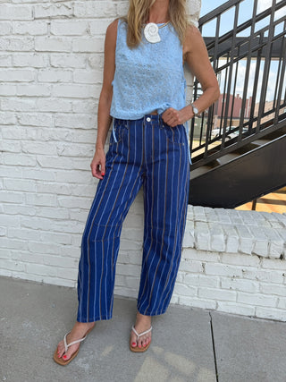 AARON & AMBER | The Soleil Stripe Pant - Blue